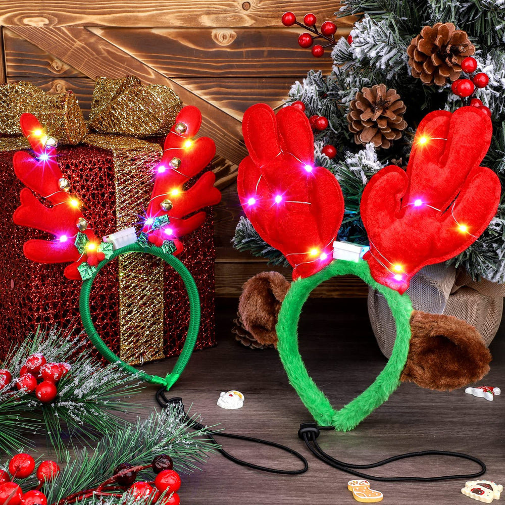 Pedgot LED pet headbands on display showing three festive styles