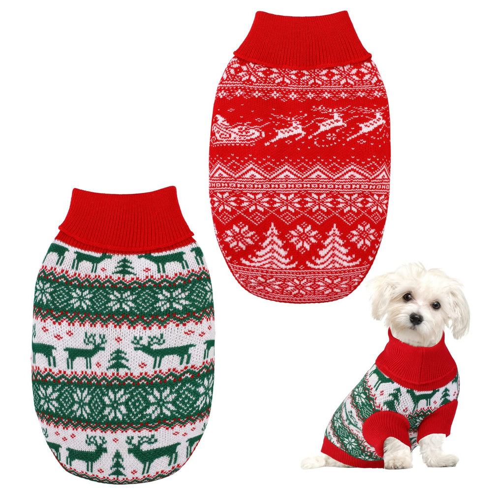 Pedgot red Christmas tree patterned sweater for festive pet photos