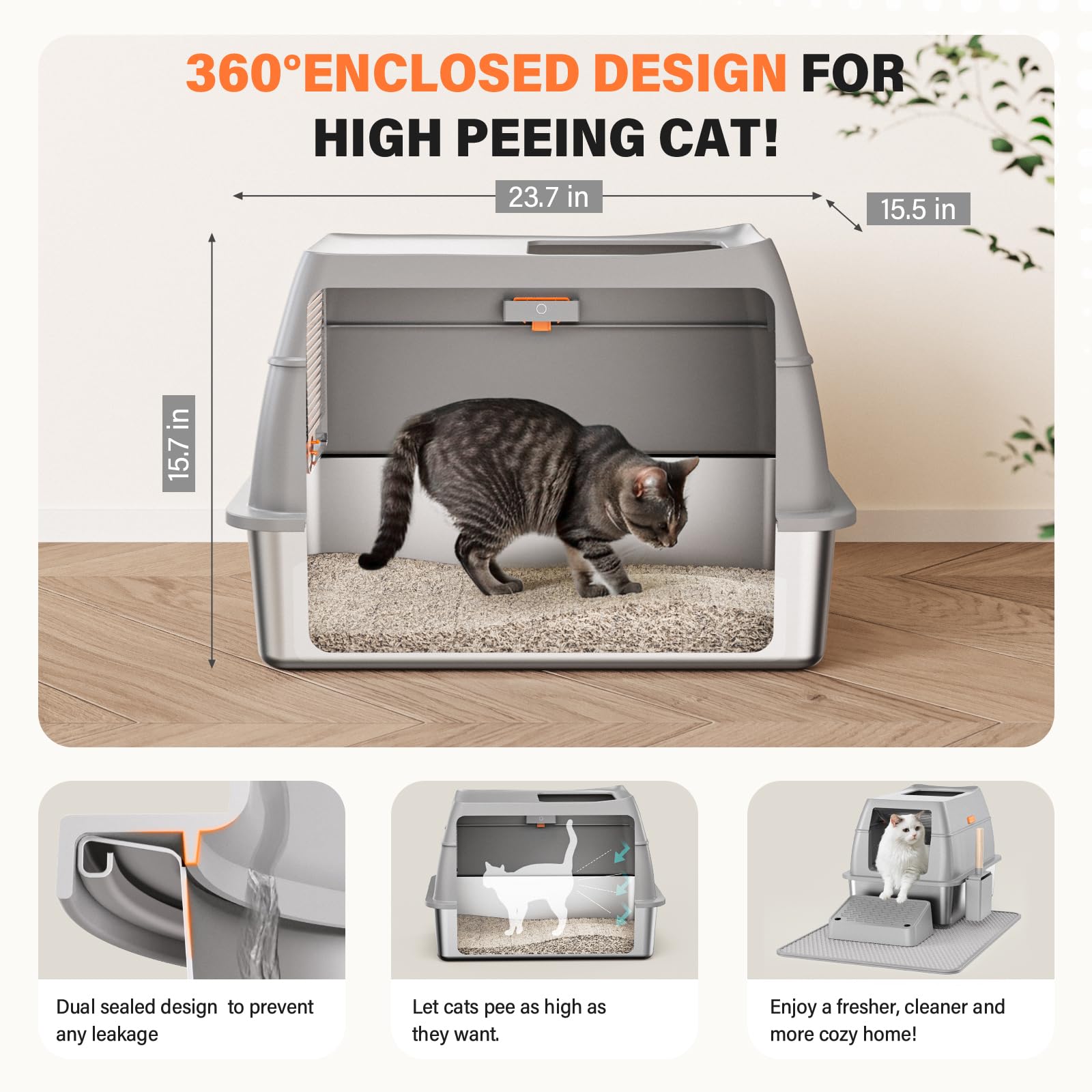 PEDIBAT anti leakage litter box helps prevent urine leaks.