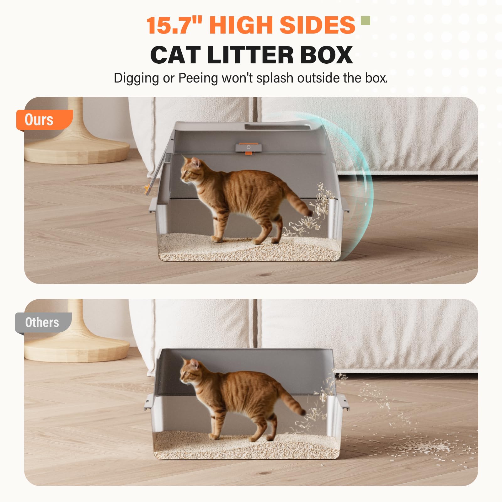PEDIBAT cat litter box enclosure keeps litter contained.