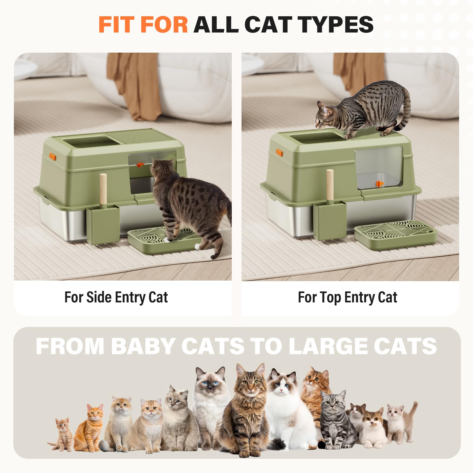 PEDIBAT stainless steel surface cleans quickly and resists odors.