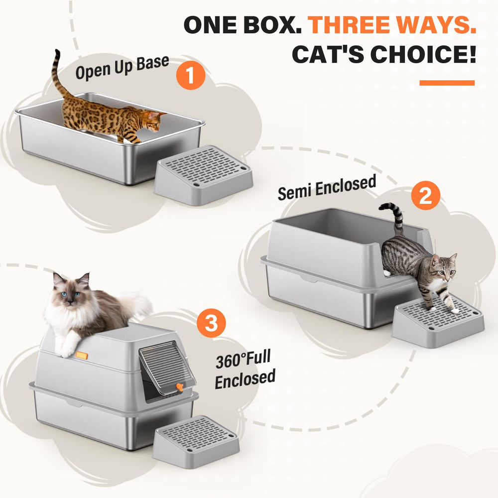 PEDIBAT stainless steel litter box surface easy to wipe.