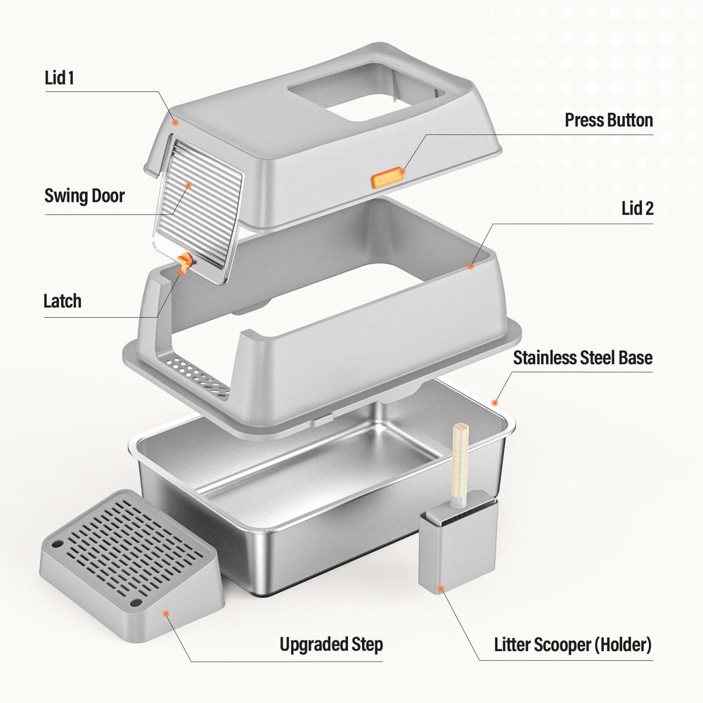 PEDIBAT xl high-sided cat litter box gray for reduced spills.