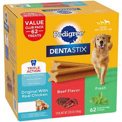 Pedigree Dentastix chews in Original Beef flavor for breath-friendly dental care