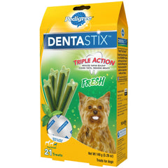 Pedigree Dentastix Mini closeup of X-shape design for cleaning between teeth.