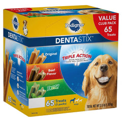 Pedigree Dentastix variety-pack bag for dogs with tartar reduction and fresh breath.