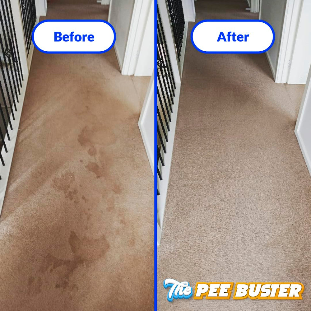 Pee Buster safe for pets and kids highlights non-toxic design.