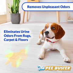 Pee Buster spray-action captures fast stain and odor removal on surfaces.