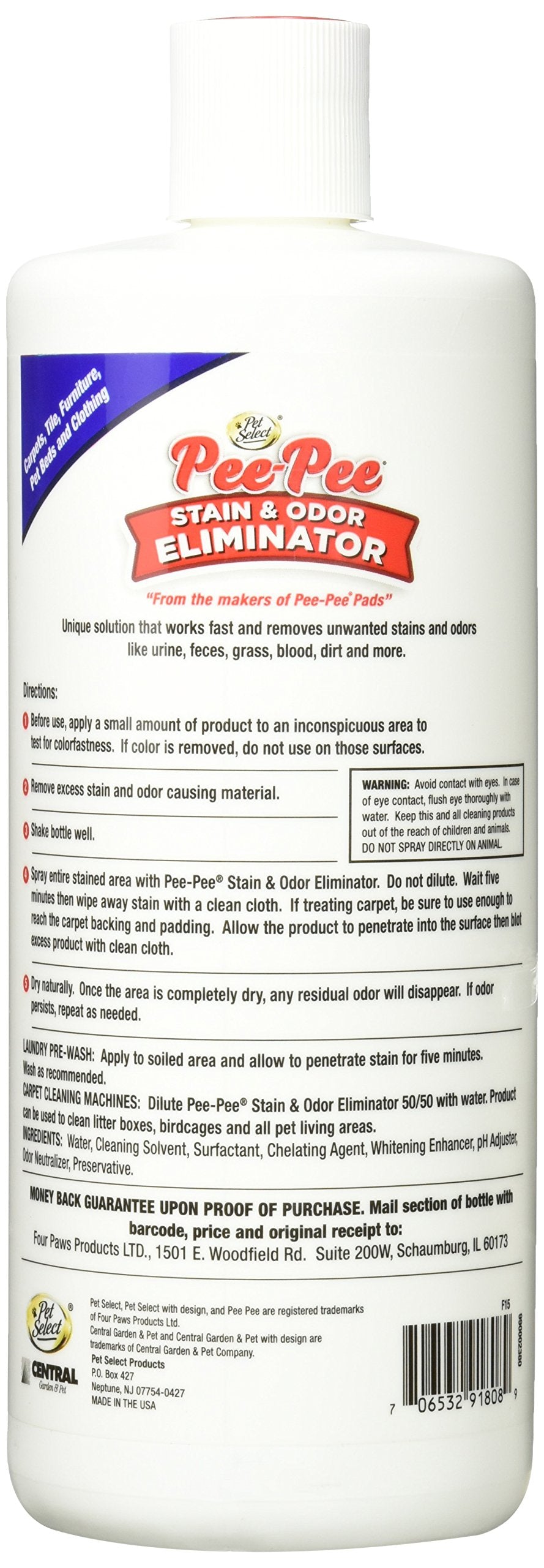 Pee-Pee ELCO Stain & Odor Remover surface application for versatile use on fabrics, tile, and more.