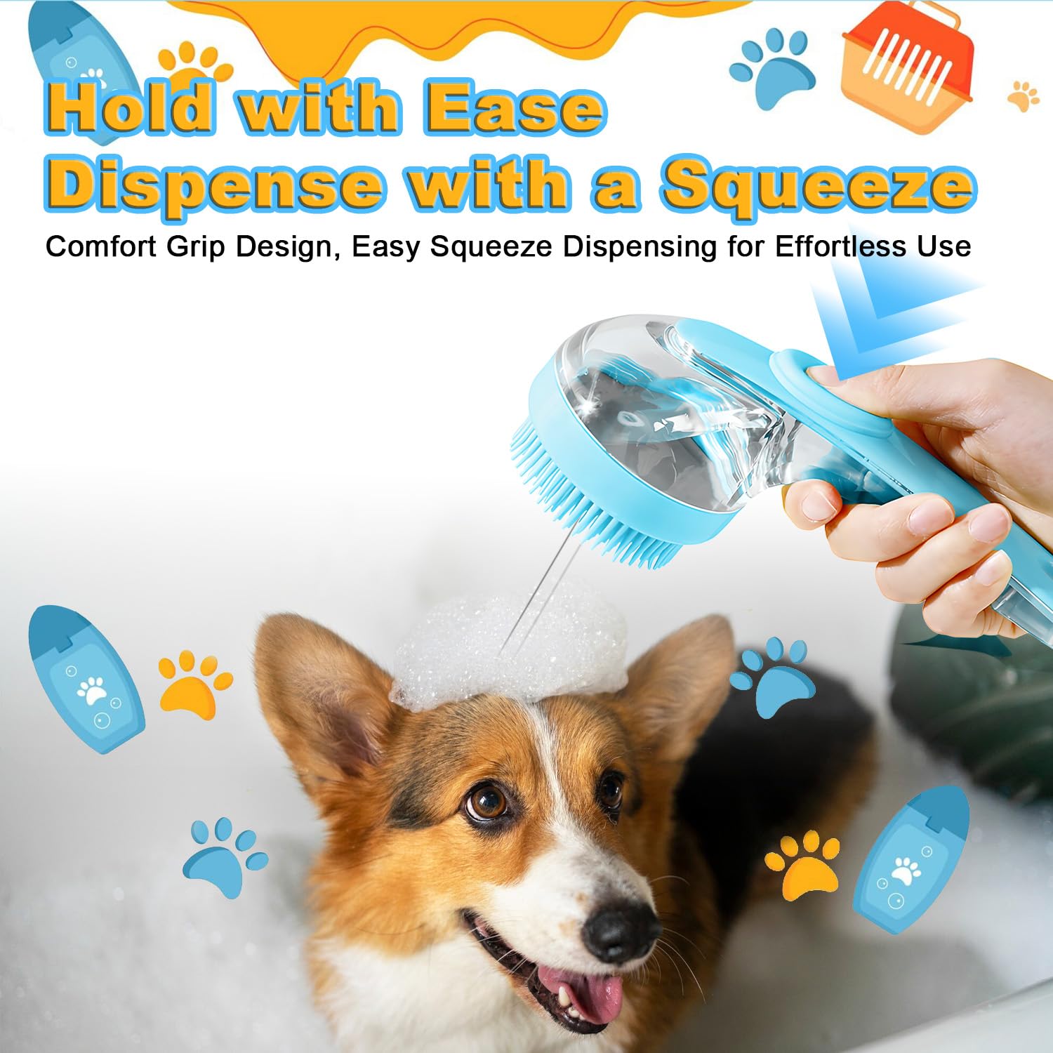Peehss bath brush with adjustable ring handle for easy control