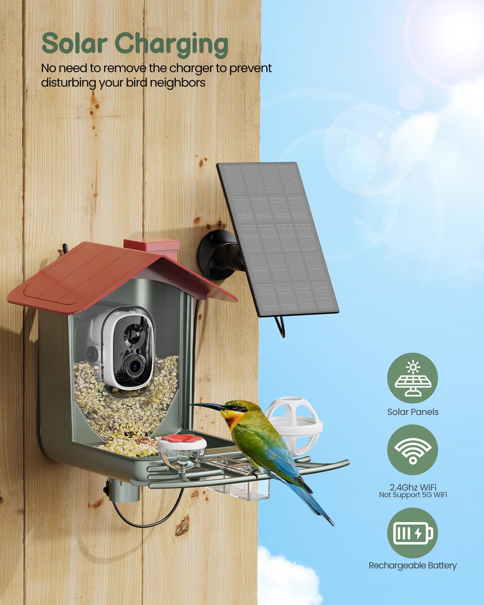 PEEIPM Two-way audio enables listening and conversation with visiting birds.