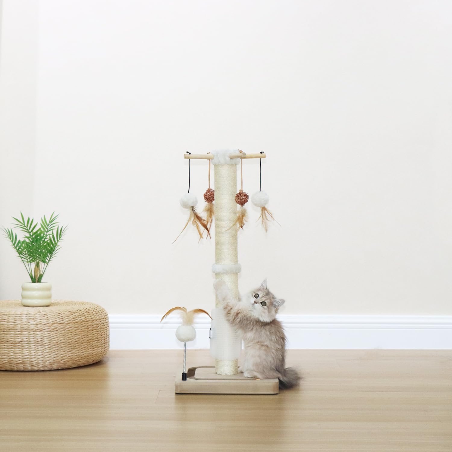 PEEKAB cat-beige texture on sisal post adds natural look and comfort