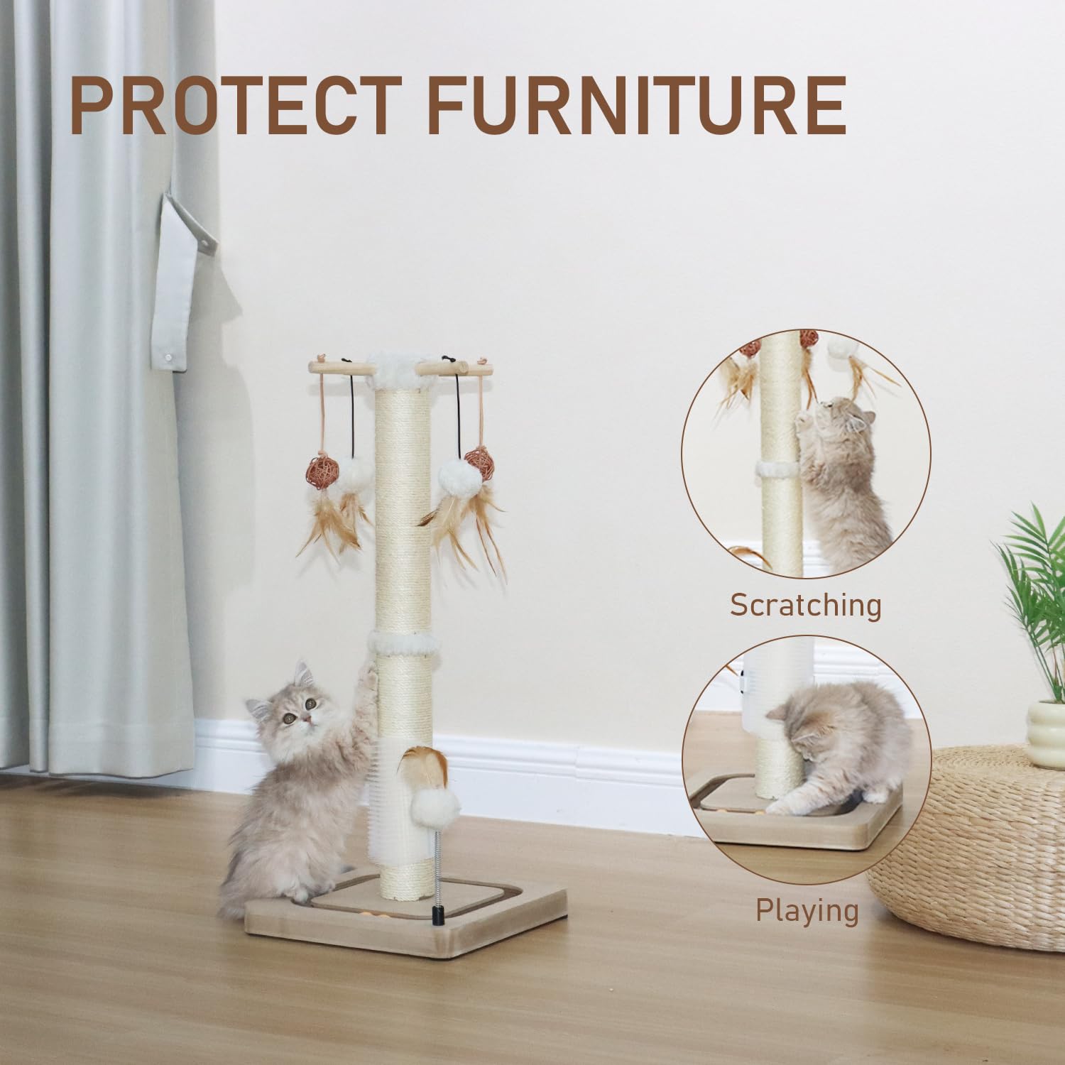 PEEKAB cat scratch post assembly with included tools and quick setup