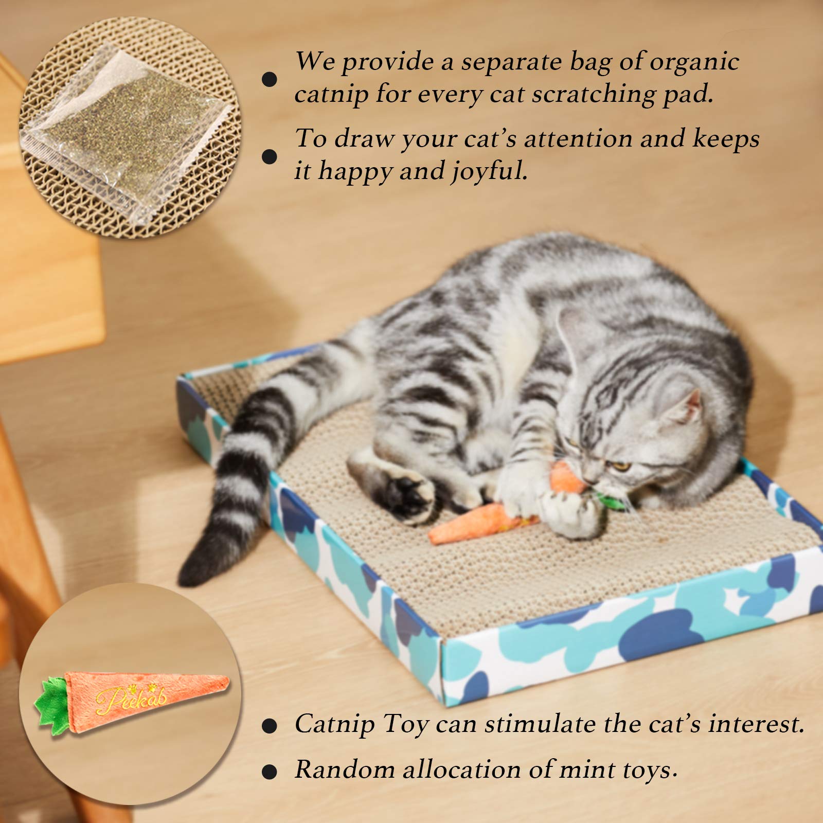 PEEKAB Cat Scratcher Catnip Included invites cats to play and scratch.