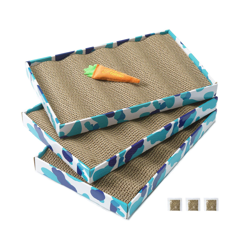 PEEKAB Cat Scratcher Reversible Board provides two scratch surfaces for extended play.