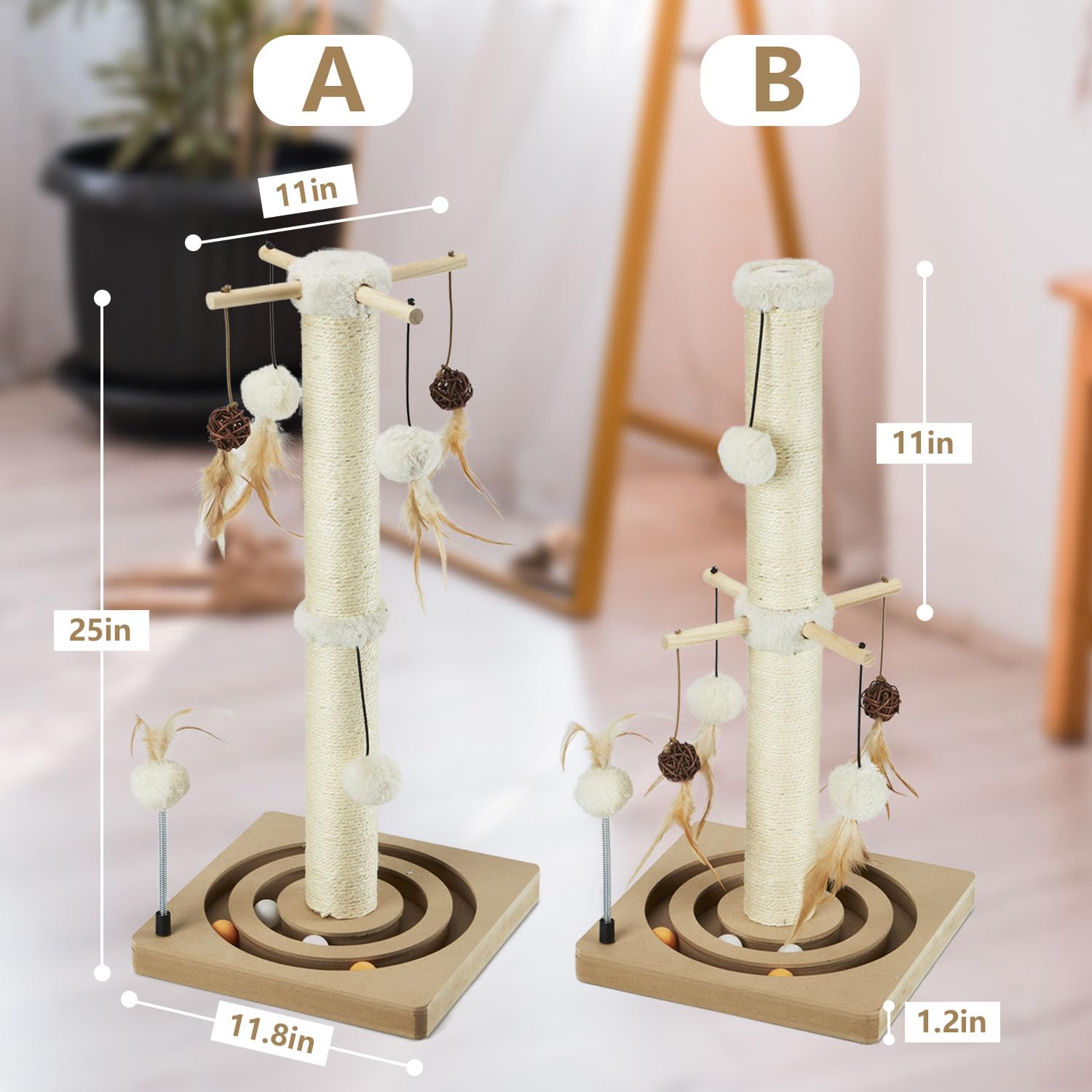 PEEKAB beige base-stability view highlights a sturdy 1.2-inch MDF bottom for wobble-free use.