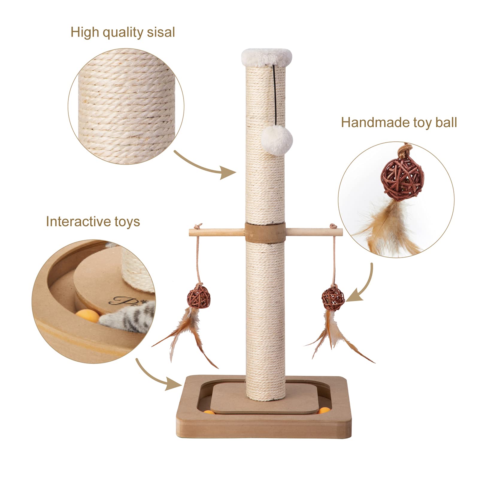 PEEKAB cat-sisal scratch post vertical shot for indoor use and kitten-sized play