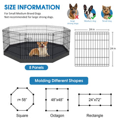 Peekaboo dog pen 24-inch panel dimensions shown for spacious puppy play
