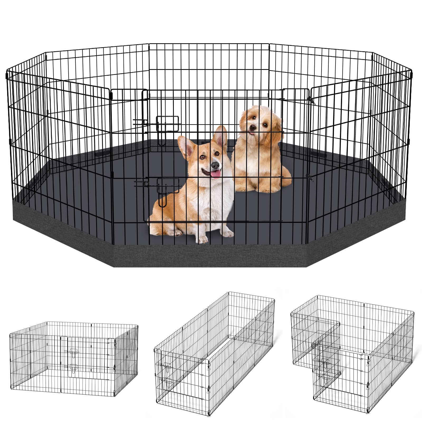 Peekaboo dog pen 8-panel foldable setup for versatile indoor or outdoor play area