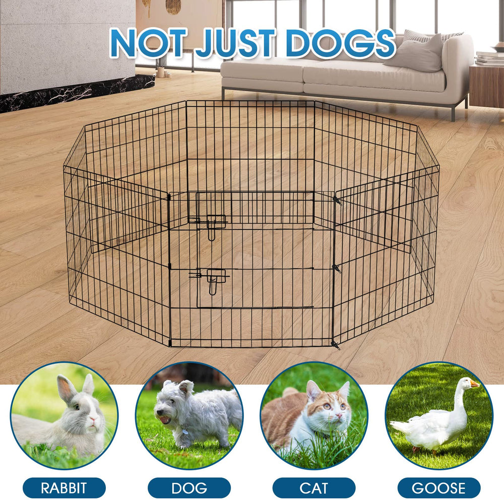 Peekaboo dog pen indoor-outdoor configurations demonstrates modular shape options