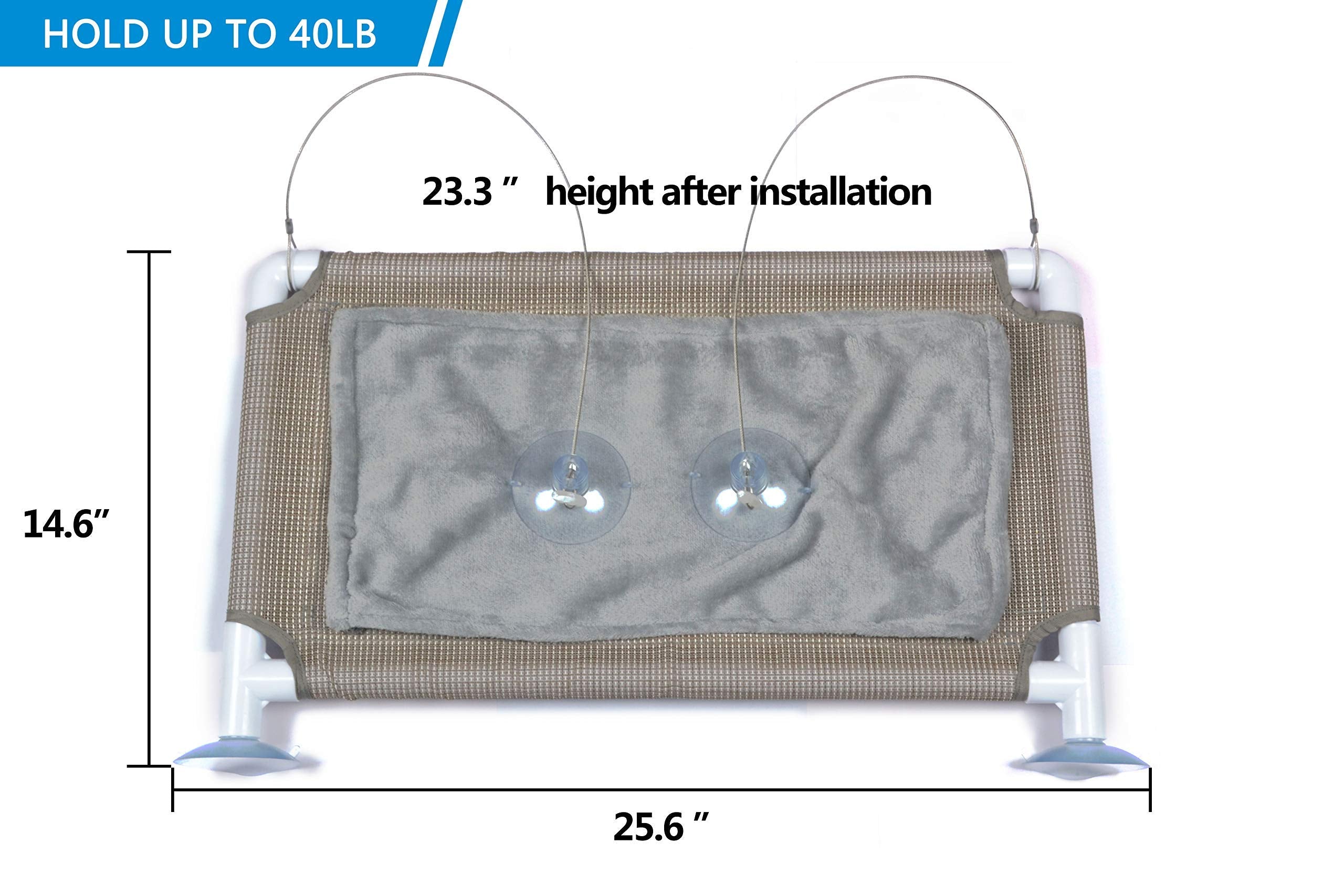 PEFUNY Cat Window Hammock sturdy stainless steel cable supports larger cats.