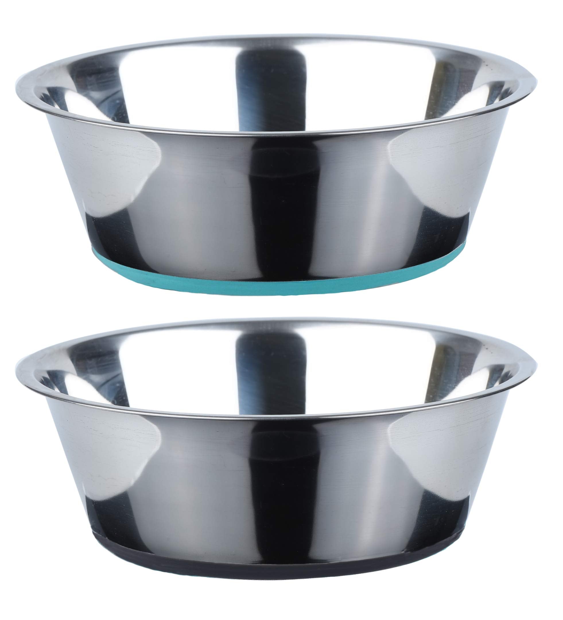 PEGGY11 deep stainless steel anti-slip dog bowls show a 2-pack with 6-cup capacity for steady meals.