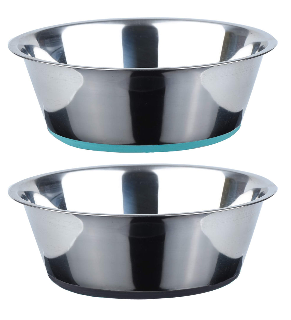 PEGGY11 deep stainless steel anti-slip dog bowls show a 2-pack with 6-cup capacity for steady meals.