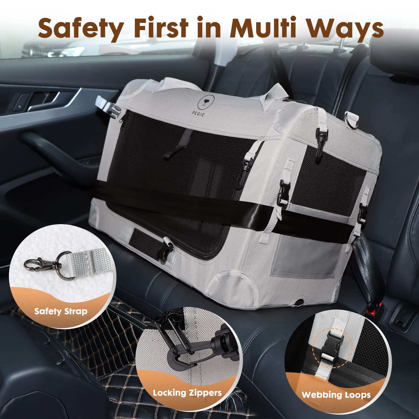 PEGIC carrier includes top and side pockets for essentials.