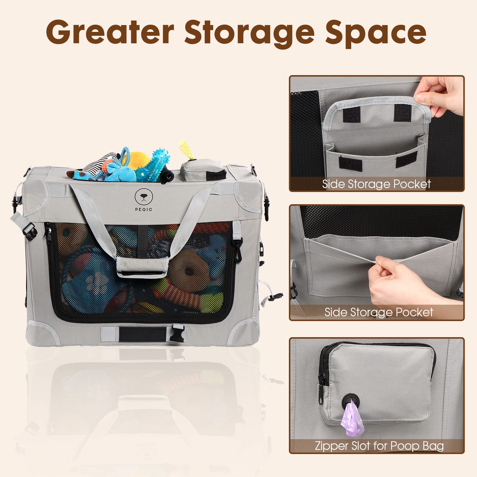 PEGIC carrier shoulder strap and carry handle for comfort.