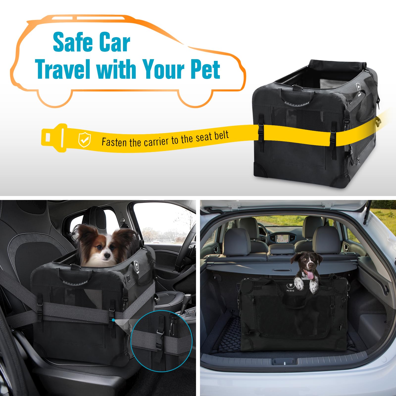 Pegic extra-large cat carrier detachable cover enables easy cleaning after trips.