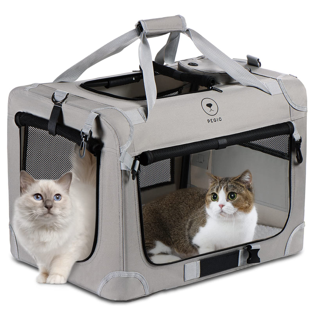 PEGIC extra-large cat carrier setup view for quick travel.