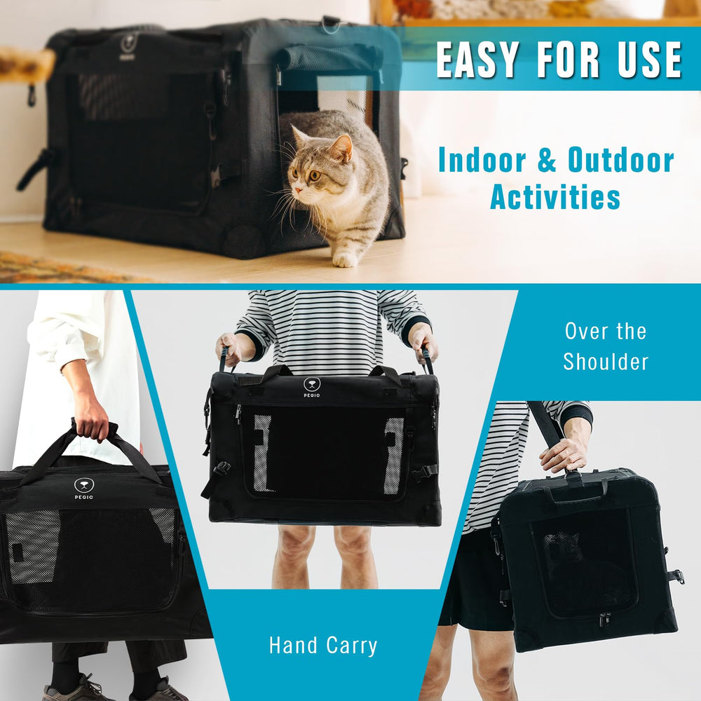 Pegic extra-large cat carrier washable pillow allows quick laundering.