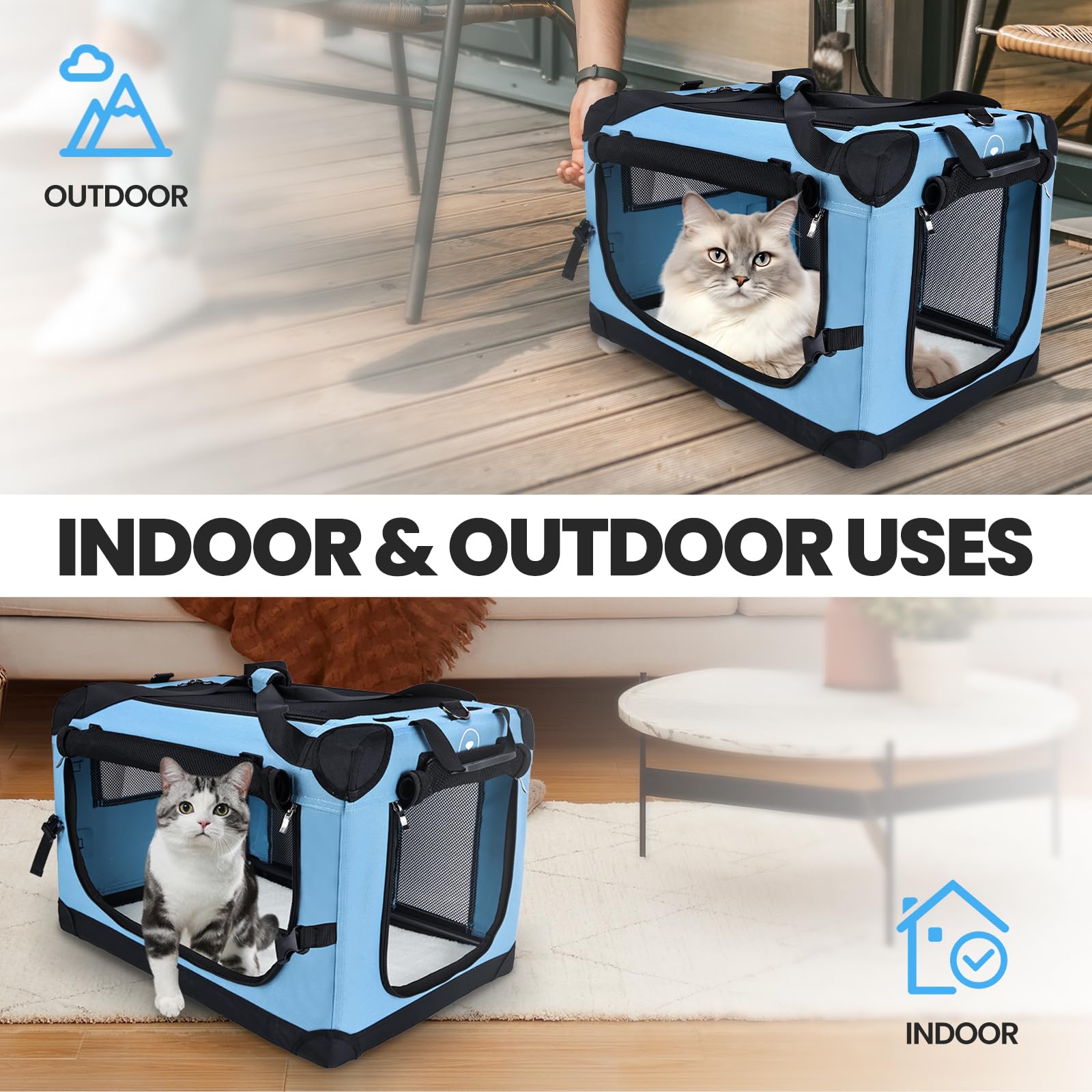 PEGIC large cat carrier teal indoor-outdoor versatility for home or travel.