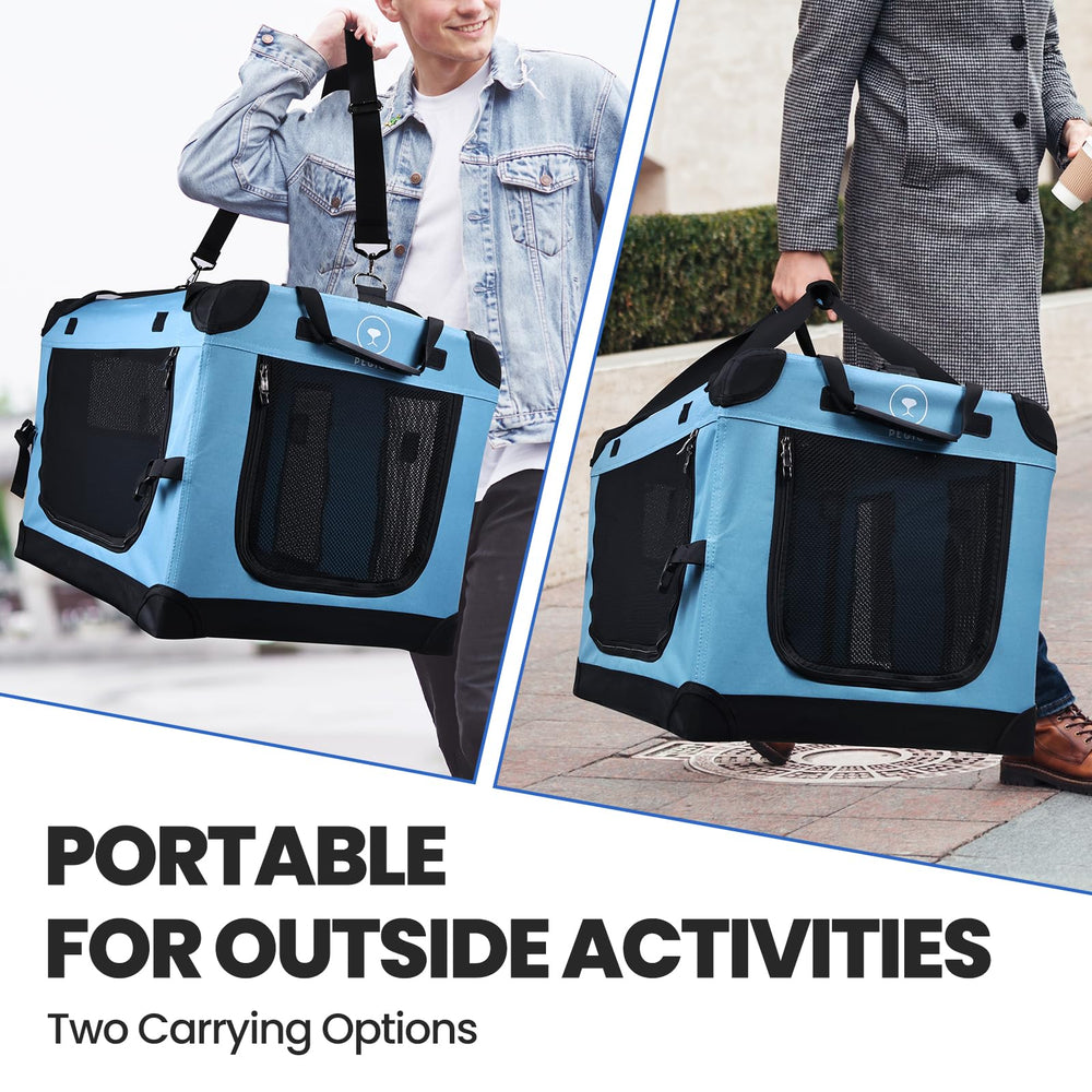 PEGIC large cat carrier teal mesh windows for monitoring your pet.