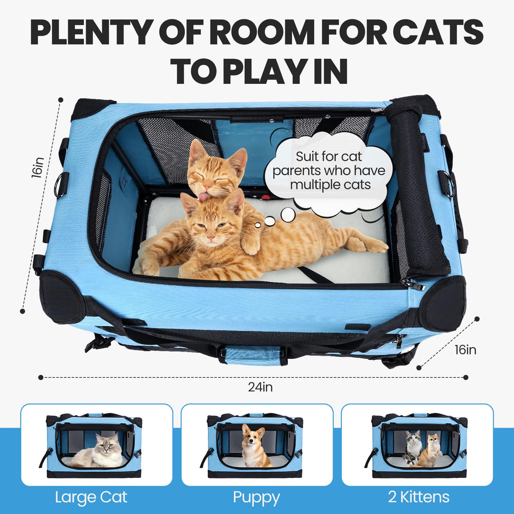 PEGIC large cat carrier teal ventilated top windows for breathable comfort.