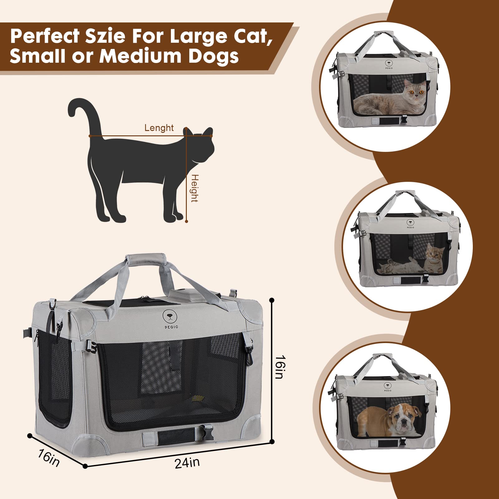 PEGIC extra-large interior with breathable mesh for pets.