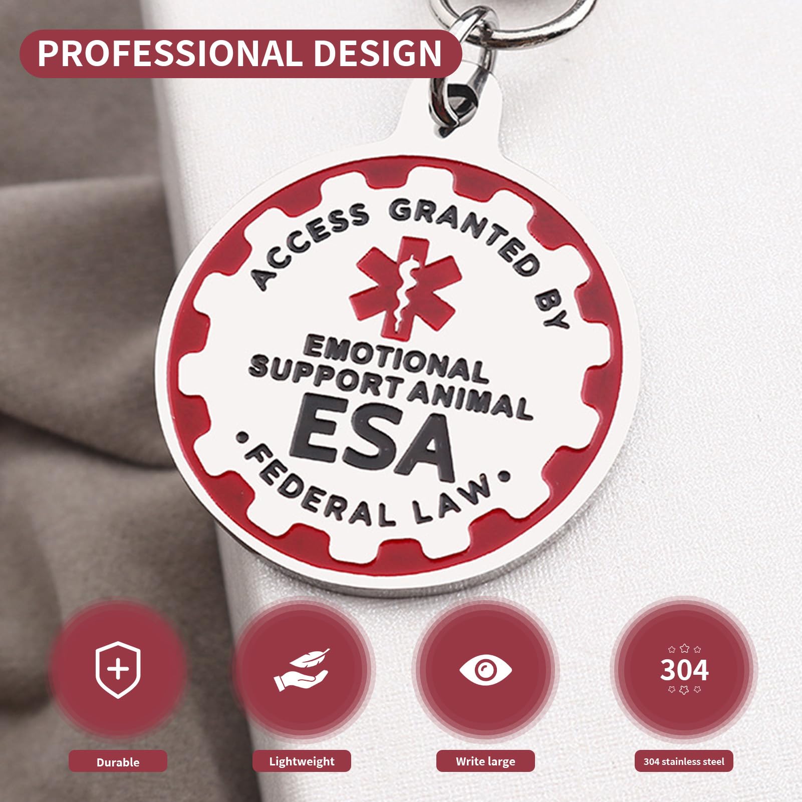 PEHADU red medical-alert symbol tag shows clear messaging to caregivers and staff