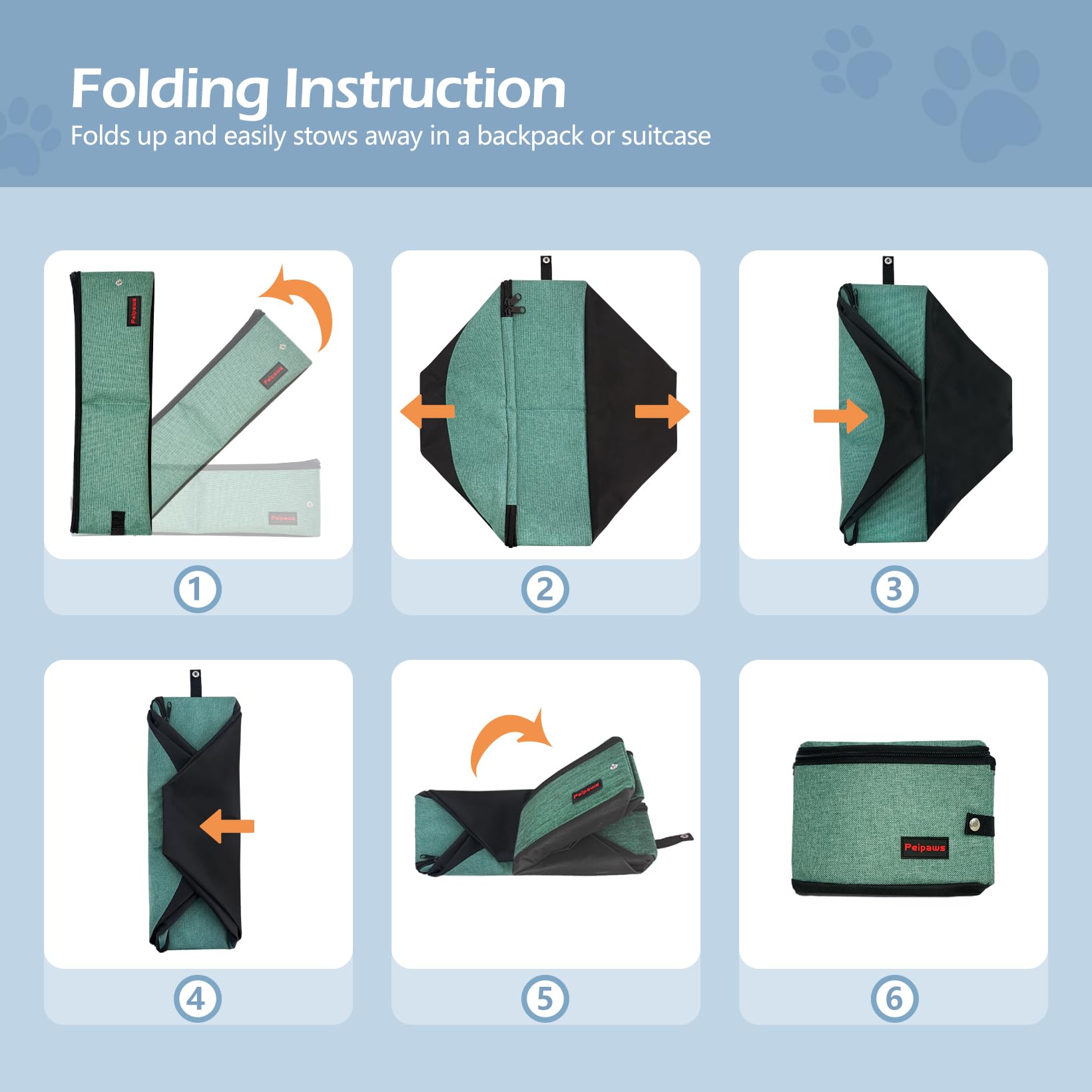 Peipaws litter box with included scoop and bags supports tidy travel.