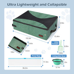 Peipaws litter box travel folded for compact storage in backpack or suitcase.