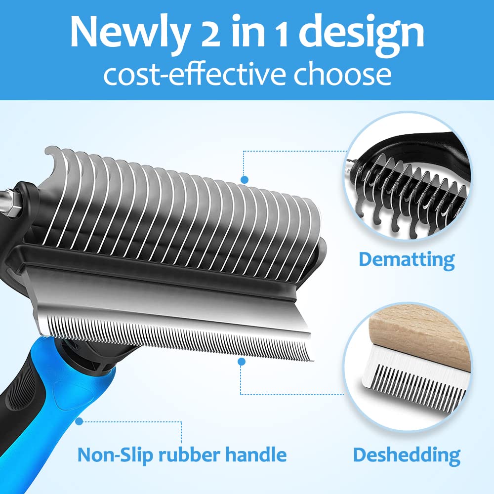 PEITA PET deshedding tool close-up showing fur removal for a cleaner coat.