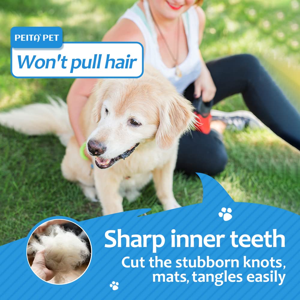 PEITA PET ergonomic non-slip handle side view for comfortable grooming sessions.