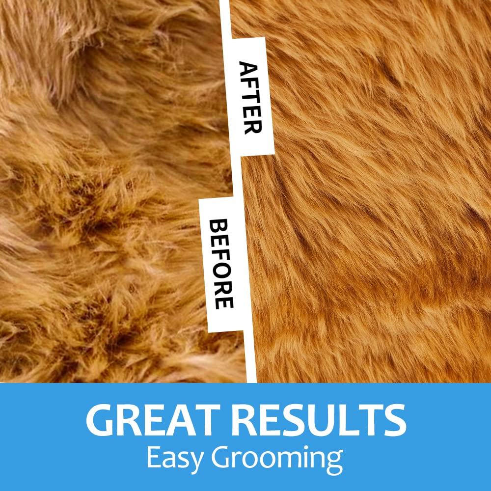 PEITA PET fur removal before-after shot illustrating effective deshedding results.