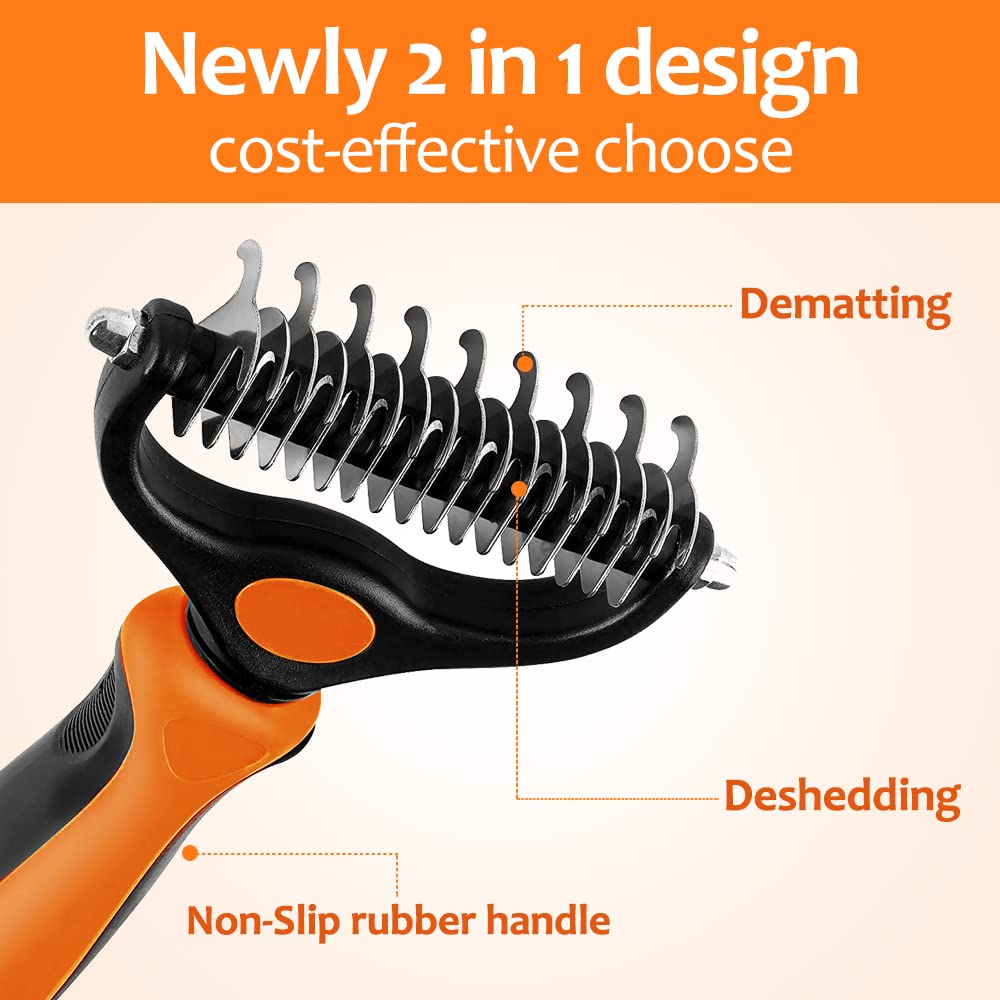 PEITA PET undercoat rake rounded teeth closeup shows skin-friendly grooming design.