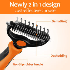 PEITA PET undercoat rake rounded teeth closeup shows skin-friendly grooming design.