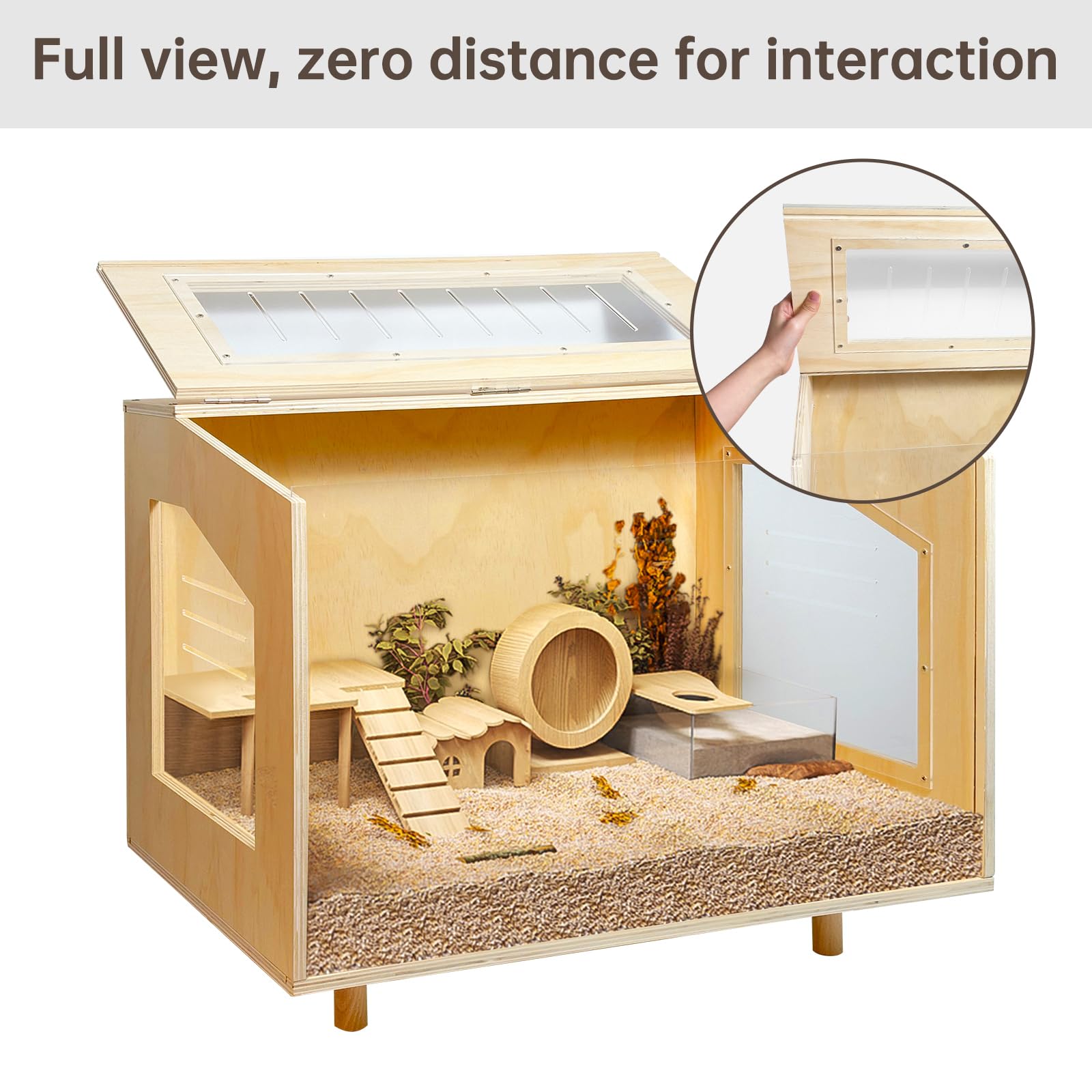 PEJOYT hamster cage front pull-out panel simplifies cleaning.
