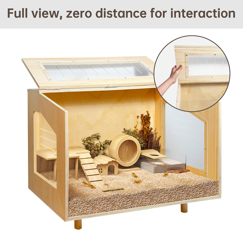 PEJOYT hamster cage front pull-out panel simplifies cleaning.