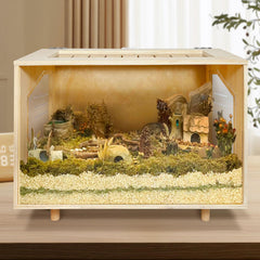 PEJOYT wooden hamster cage open-top view for easy observation and interaction.