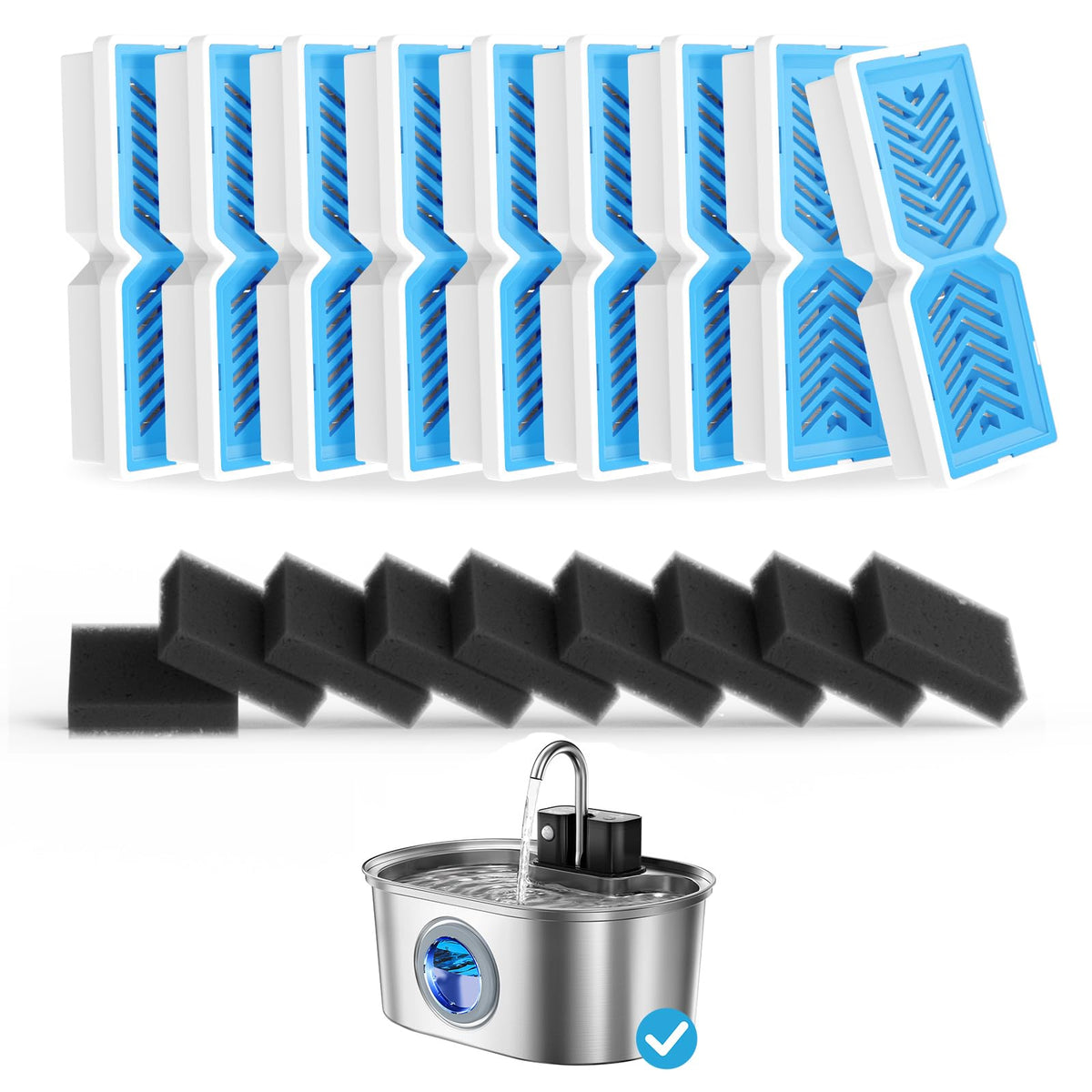 PEKTACO cat fountain filters 9-pack for cleaner pet water