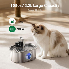 PEKTACO cat fountain showing water level window and clear access to water status.