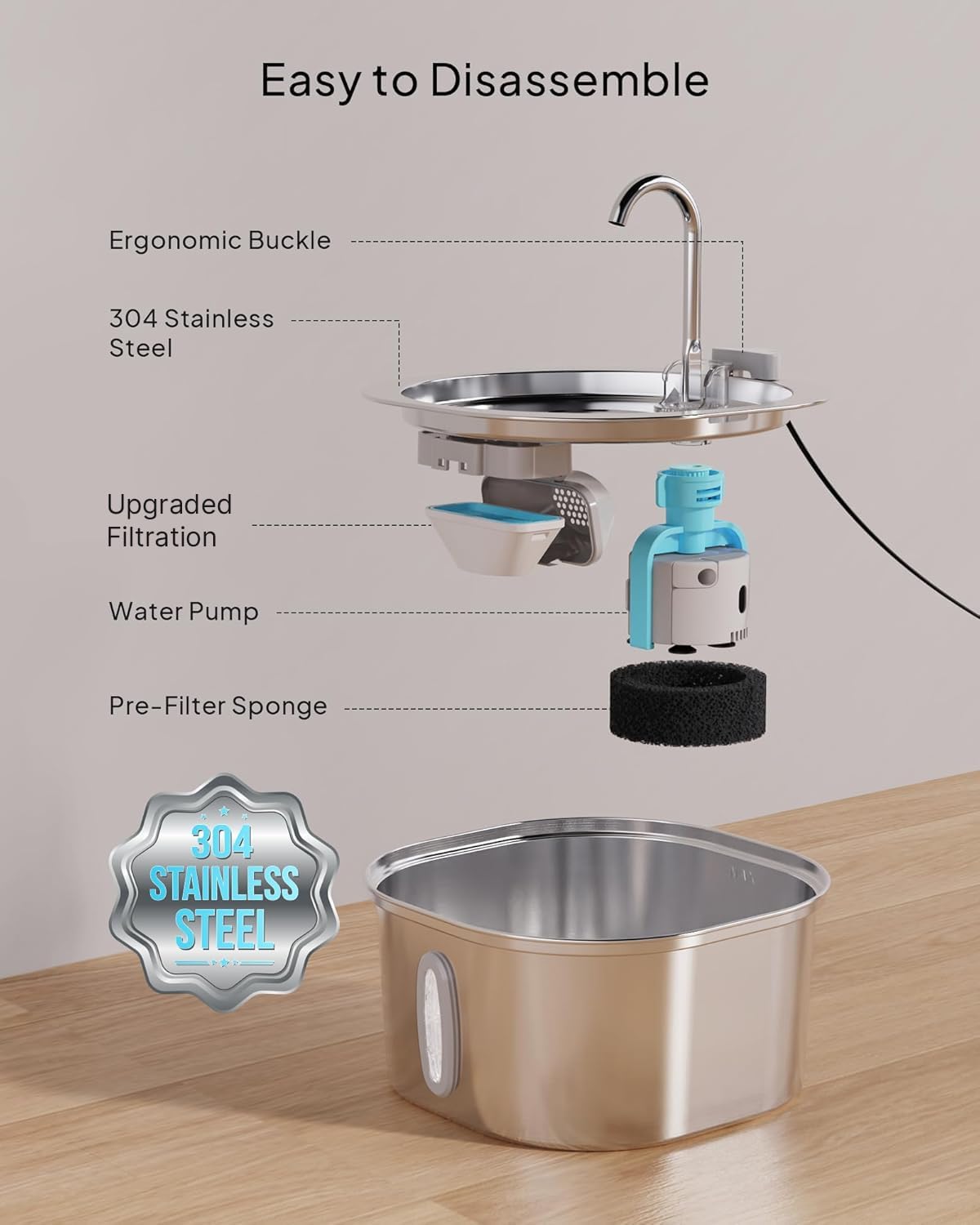 PEKTACO dishwasher-safe parts simplify cleaning after everyday use.